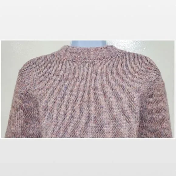New Purple & Pink Cable Chunky Knit Cropped Pullover Sweater - Picture 12 of 16